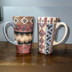 Sango Multicolor Eclectic Grandpa Geometric Grunge Earthy Granola Ceramic Mugs